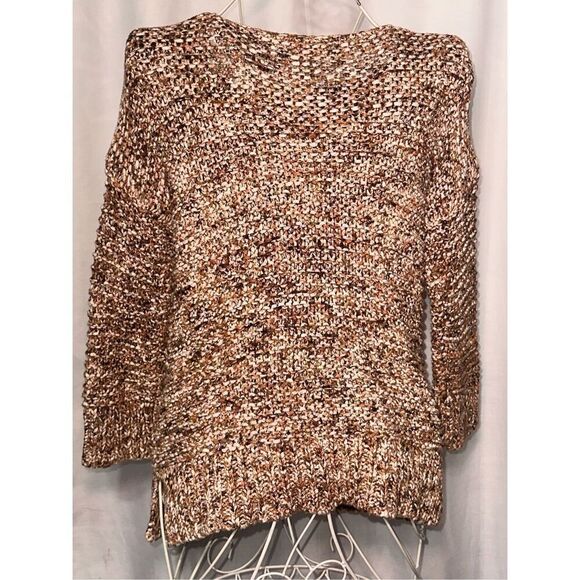 Beautiful WOMEN CHICO’S Chicos Chunky Knit Marled Sweater Brown Knit Bohemian Wo - Picture 5 of 8